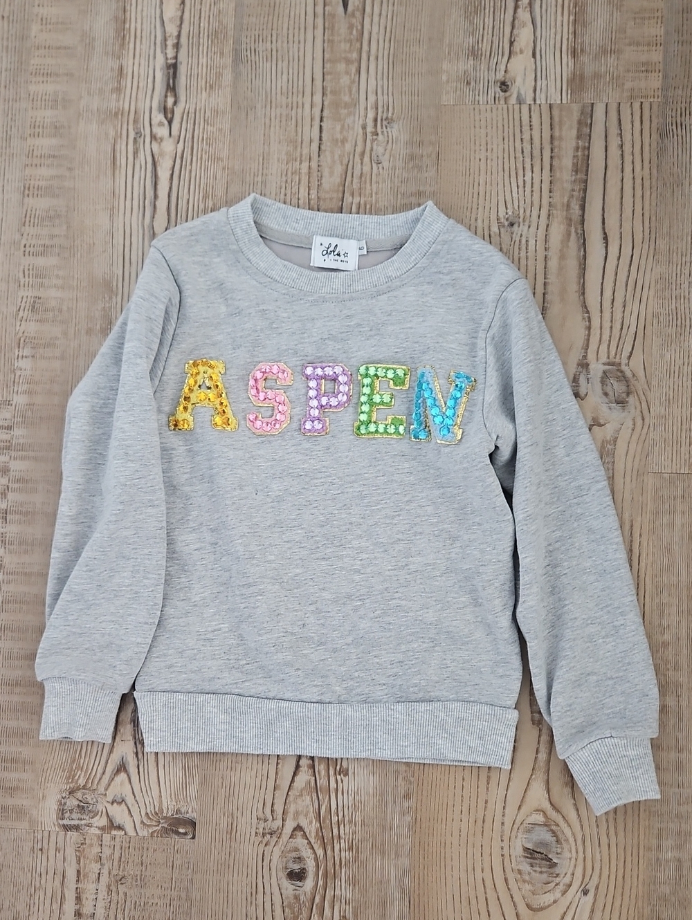 Lola + The Boys Gray Sweatshirt with Multicolor Sequin 'ASPEN'
